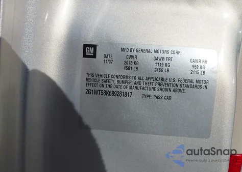 2008 Chevrolet Impala Lt from USA, damaged, VIN 2G1WT58K689281817